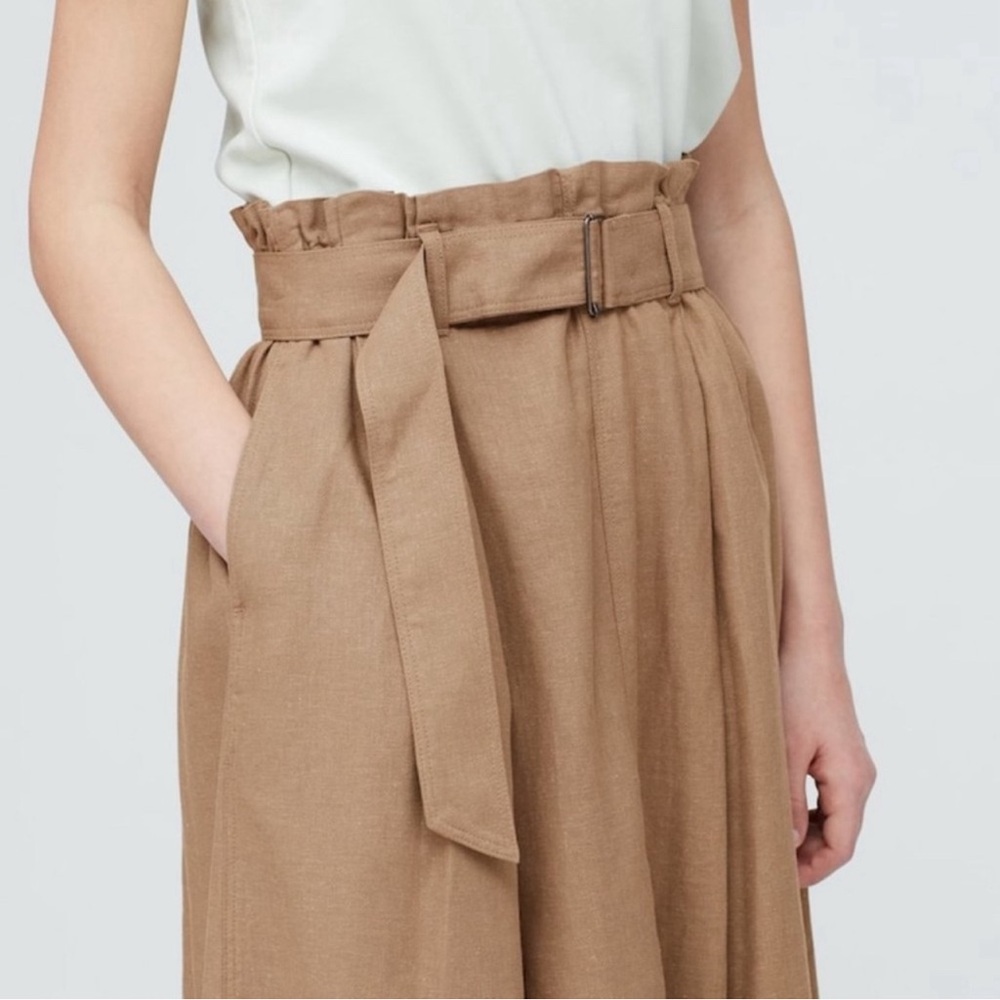 Uniqlo Tan Wide Leg High-Waisted Pants Size M - Picture 3 of 9